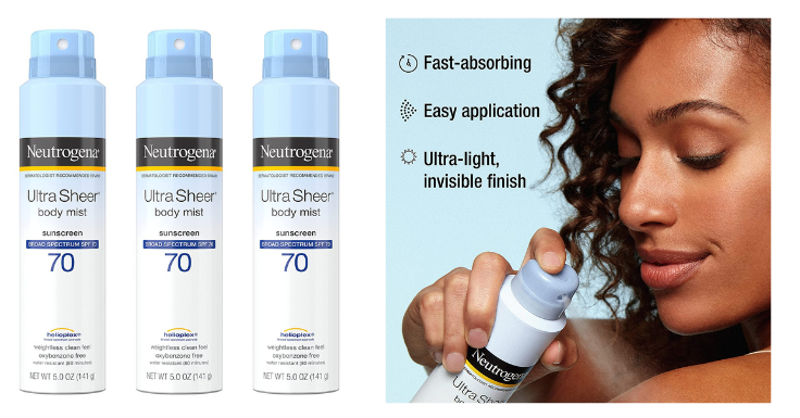 Neutrogena Sunscreen Spray, Ultra Sheer Body Mist, 